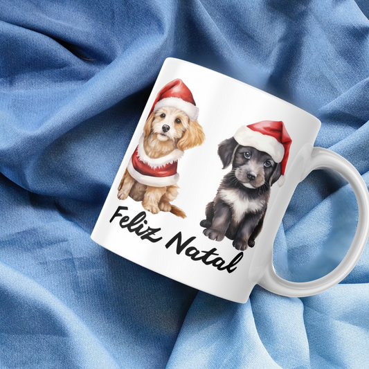 Caneca Feliz Natal cães