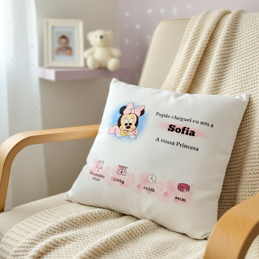 Almofada Personalizada de Nascimento – Recordação com Dados do Bebé