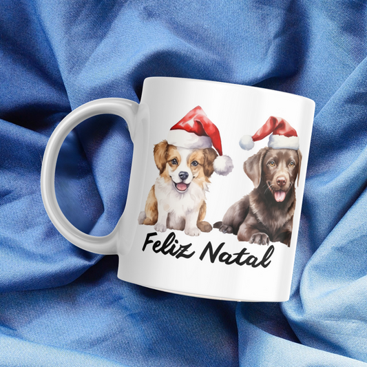 Caneca Feliz Natal cães