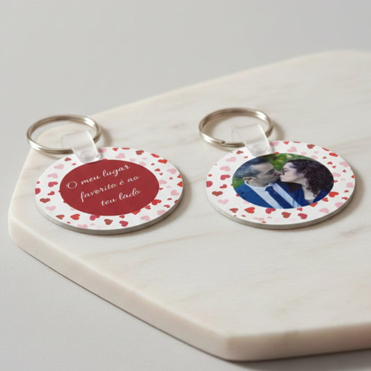 Porta-Chaves Personalizado "O Meu Lugar Favorito" – Edição Dia dos Namorados